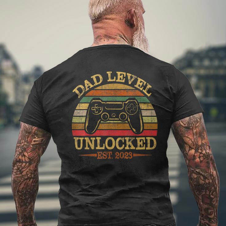 Fathers Day Gift Dad Level Unlocked Est 2023 Funny New Dad Mens Back Print T-shirt Gifts for Old Men
