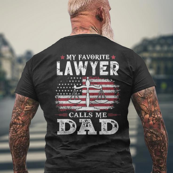 Mens My Favorite Lawyer Calls Me Dad Usa Flag Dad Father Men's T-shirt Back Print Gifts for Old Men