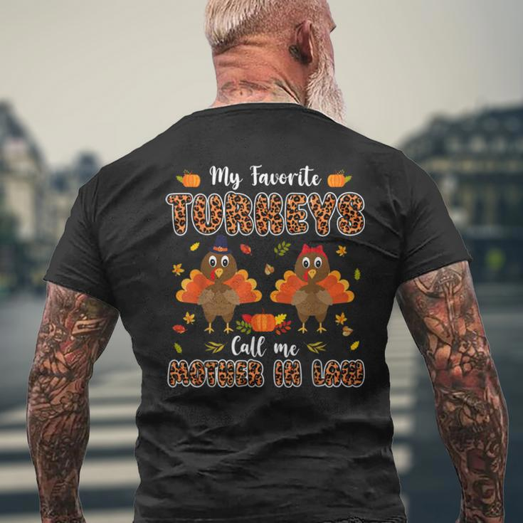 My Favorite Turkeys Call Me Mother Thanksgiving LeopardMen's Back Print T-shirt Gifts for Old Men