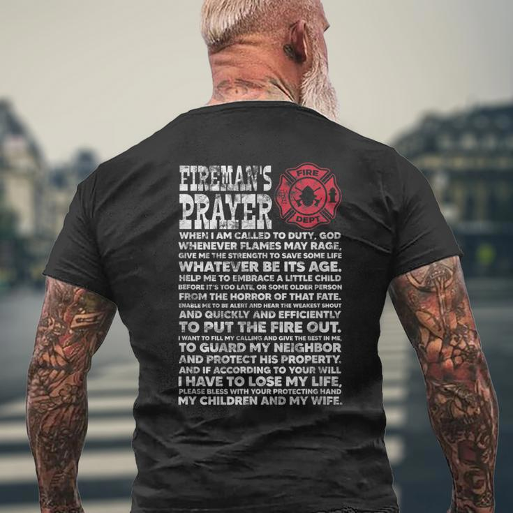 Firemans Prayer Firefighter Fire Dept Rescue Team Grunge Men's T-shirt Back Print Gifts for Old Men