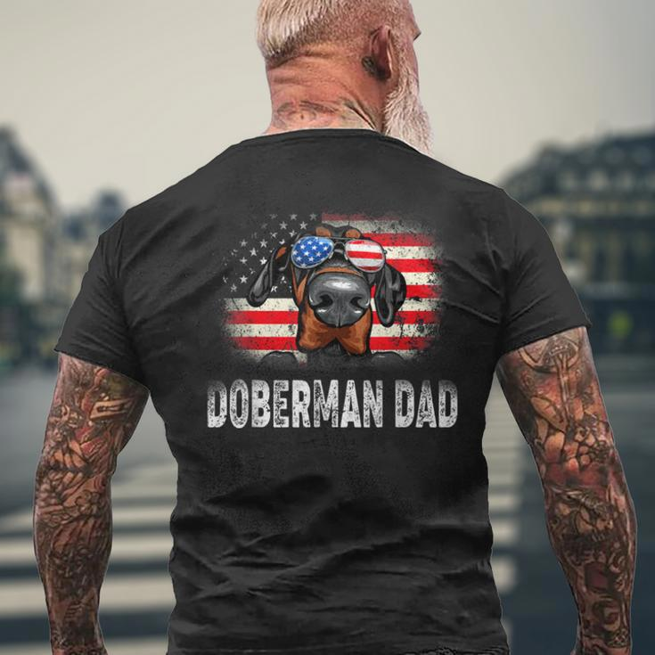 Mens Fun Doberman Dad American Flag Father’S Day Bbnk Men's Back Print T-shirt Gifts for Old Men