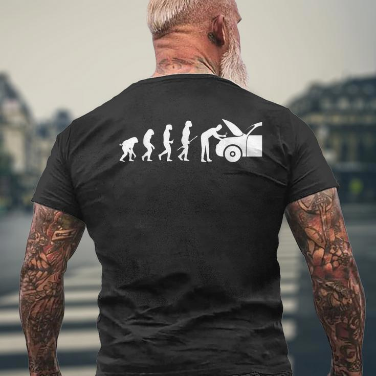 Funny Car Mechanic Design Evolution Mens Back Print T-shirt Gifts for Old Men