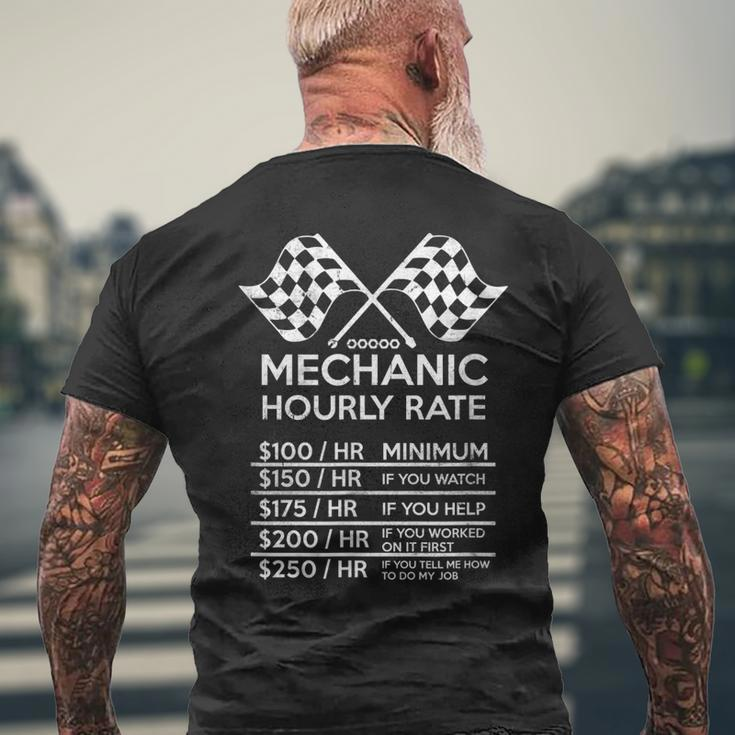 Funny Mechanic Hourly Rate Distressed Design Mens Back Print T-shirt Gifts for Old Men