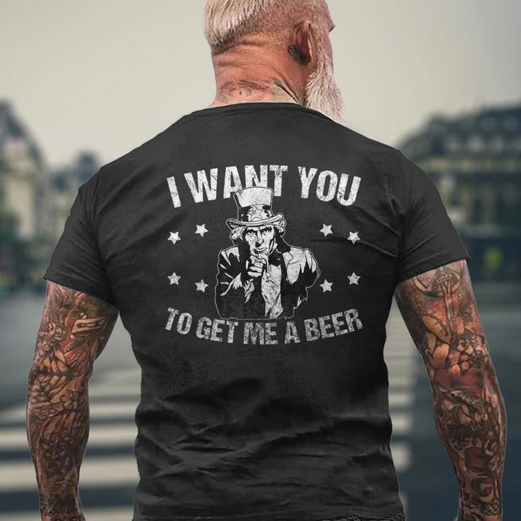 Funny Uncle Sam I Want You To Get Me A Beer Mens Back Print T-shirt Gifts for Old Men