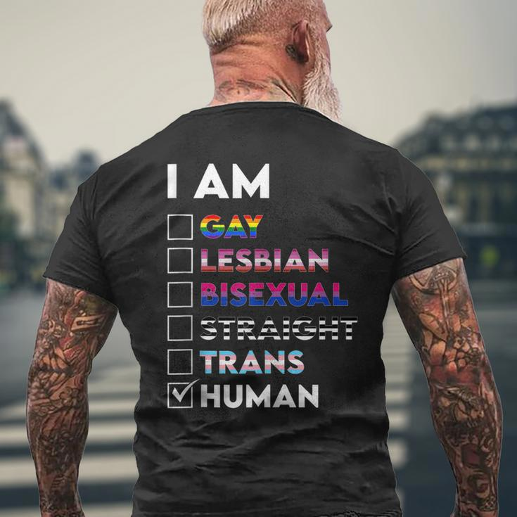 I Am Gay Lesbian Bisexual Straight Trans Human Men's Back Print T-shirt Gifts for Old Men