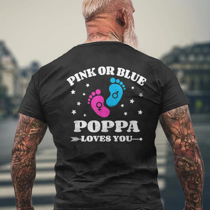Gender Reveal Poppa Baby Shower Dad Pregnancy Announcement Mens Back Print T-shirt Gifts for Old Men