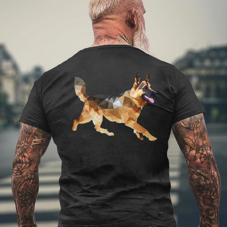 German Shepherd Running Polygon Poly Dog Dad Mom Lover Mens Back Print T-shirt Gifts for Old Men