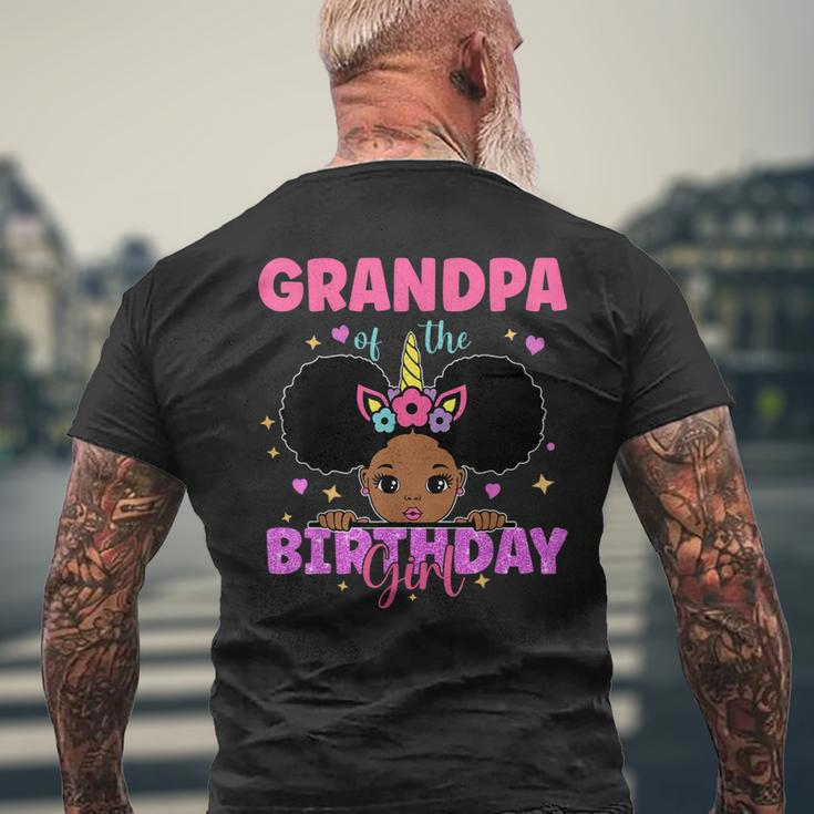 Grandpa Of The Birthday Girl Melanin Afro Unicorn Princess Men's Back Print T-shirt Gifts for Old Men