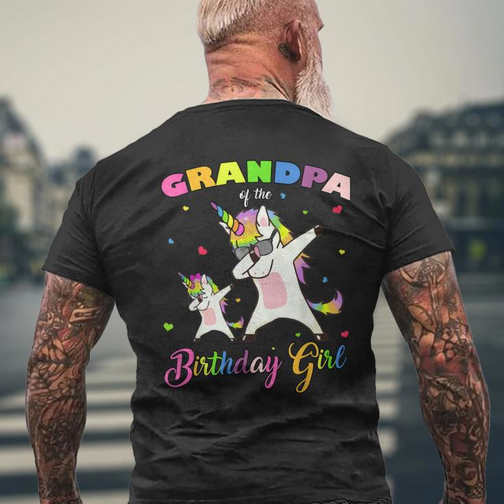 Grandpa Of The Birthday Girl Unicorn Princess Grandfather Men's Back Print T-shirt Gifts for Old Men
