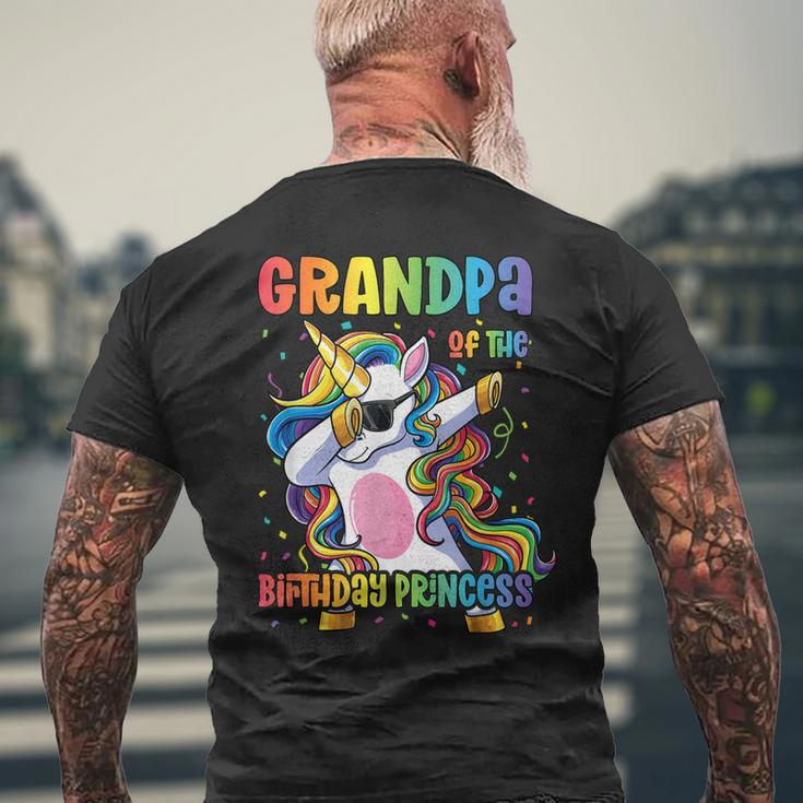 Grandpa Of The Birthday Princess Dabbing Unicorn Girl Men's Back Print T-shirt Gifts for Old Men