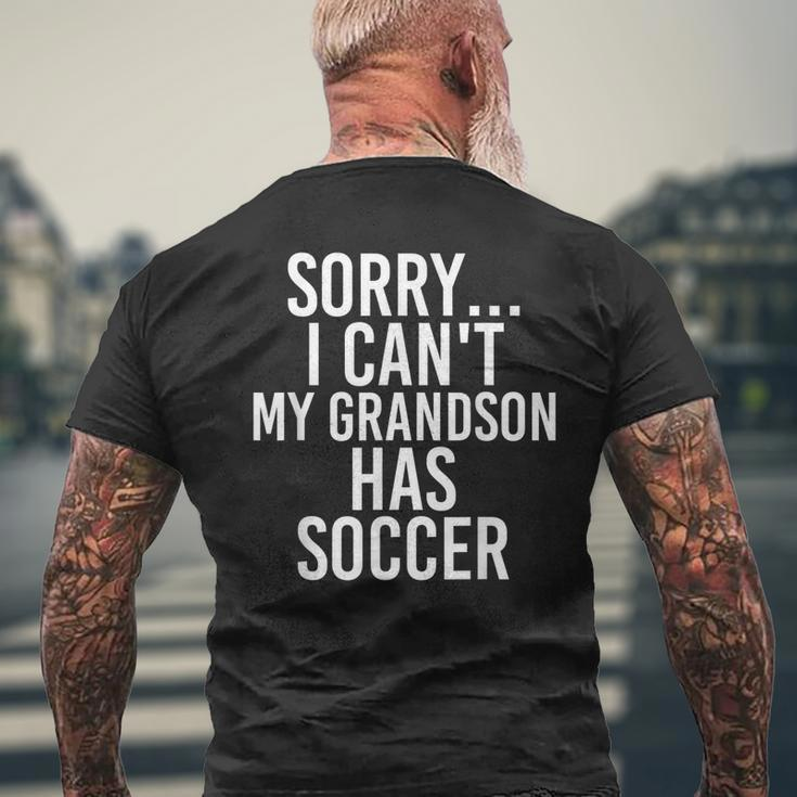 Grandpa Grandma My Grandson Has Soccer Men's Back Print T-shirt Gifts for Old Men