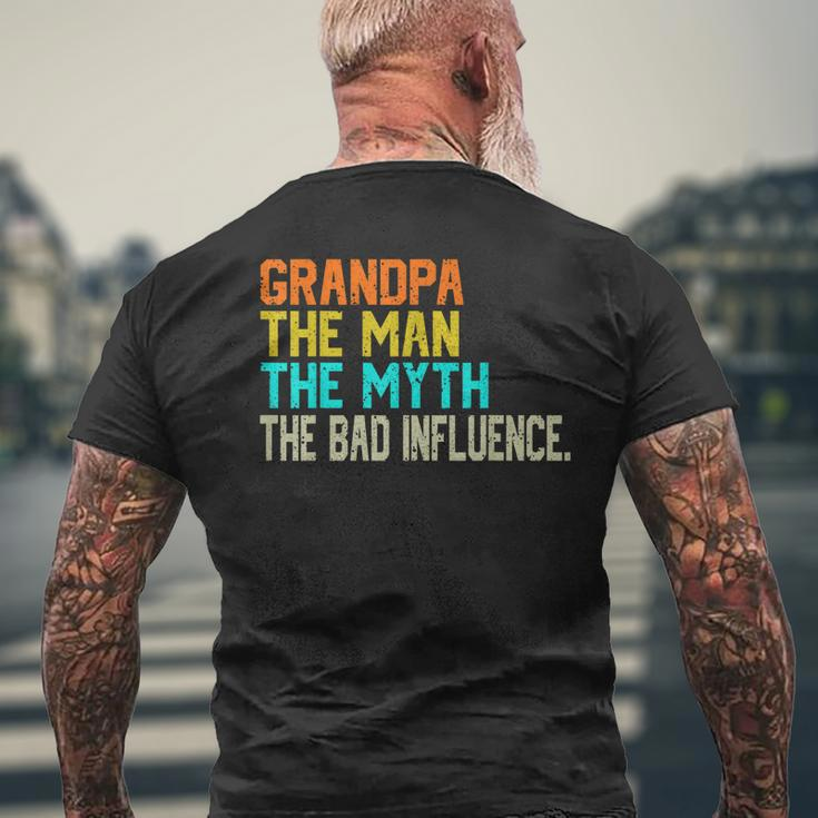 Grandpa The Man The Myth The Bad Influence - Fathers Day Men's Back Print T-shirt Gifts for Old Men