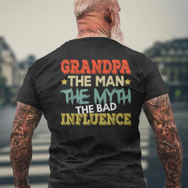 Grandpa The Man The Myth The Bad Influence Shirt Fathers Day Men's Back Print T-shirt Gifts for Old Men