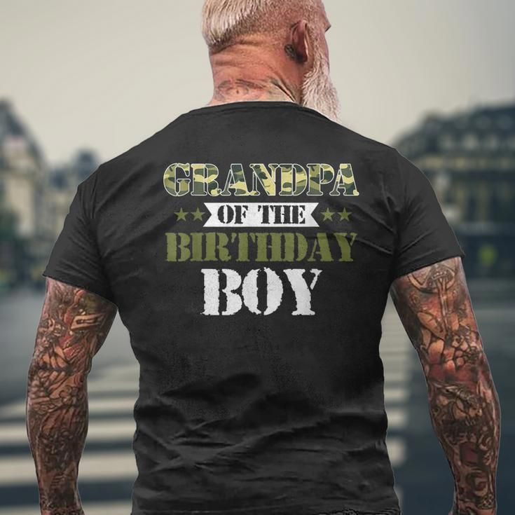 Grandpa Of The Birthday Boy Papa Camo Green Army Party Gift For Mens Mens Back Print T-shirt Gifts for Old Men