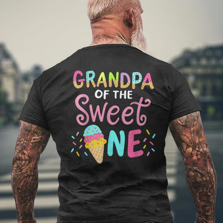 Grandpa Of Sweet 1 First Birthday Matching Family Ice Cream Men's Back Print T-shirt Gifts for Old Men