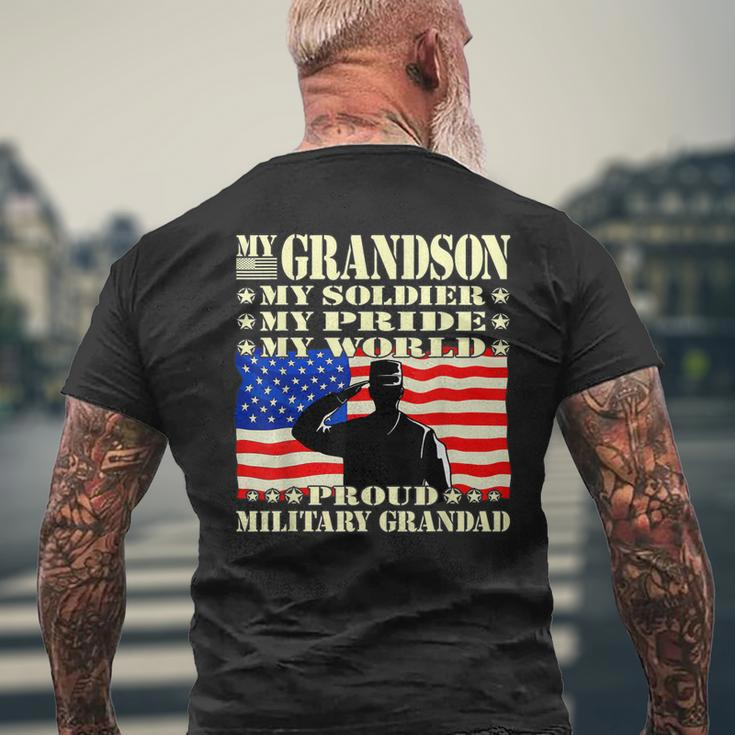 Mens My Grandson My Soldier Hero Proud Military Grandad Men's T-shirt Back Print Gifts for Old Men