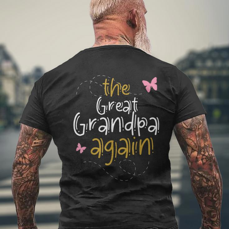 Great Grandpa Again 2023 Baby Shower Pregnancy Family Match Men's Back Print T-shirt Gifts for Old Men