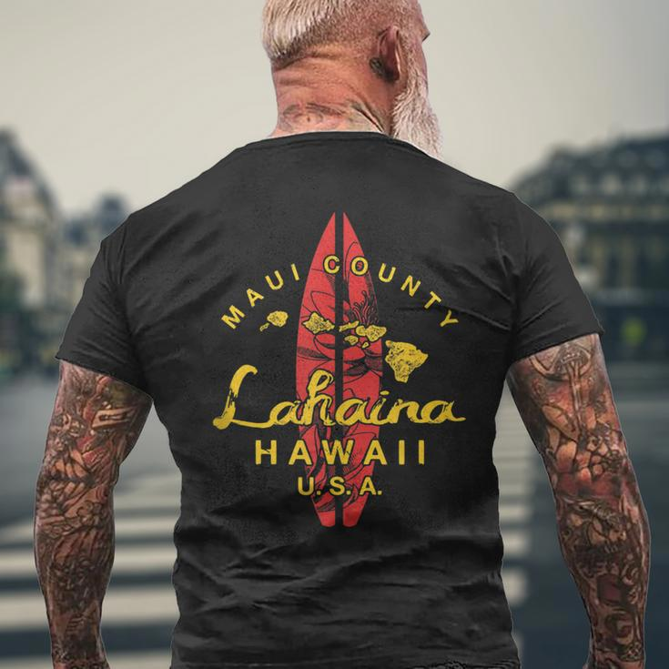 Hawaii Lahaina Maui Vintage Hawaiian Islands Surf Men's Back Print T-shirt Gifts for Old Men