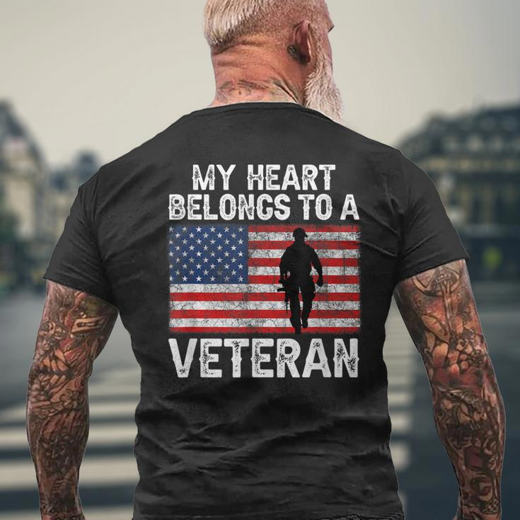 My Heart Belongs To A Veteran Army Veteran Fathers Day Men's T-shirt Back Print Gifts for Old Men