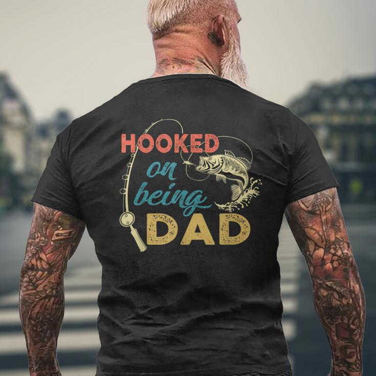 Hooked On Being A Dad Fishing Dad Father_S Day Mens Back Print T-shirt Gifts for Old Men