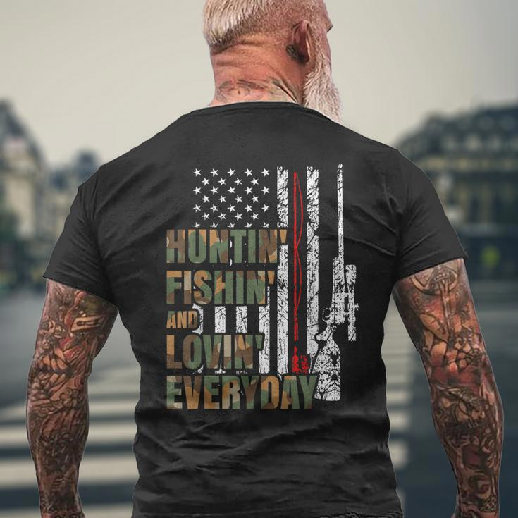 Hunting Fishing Loving Everyday American Deer Hunter Patriot Men's Back Print T-shirt Gifts for Old Men