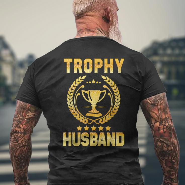 Mens Husband Trophy Cup Dad Fathers Day Men's Back Print T-shirt Gifts for Old Men