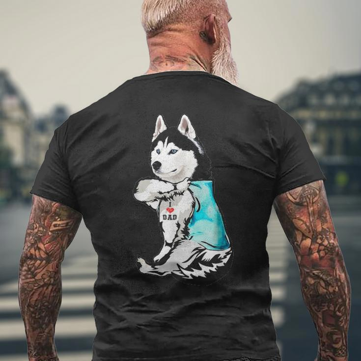 Husky Tattoo I Love Dad Fathers Day Men's T-shirt Back Print Gifts for Old Men