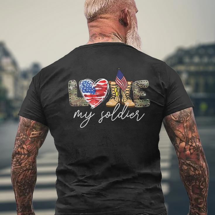 I Love My Soldier MilitaryArmy Mom Army Wife Mens Back Print T-shirt Gifts for Old Men