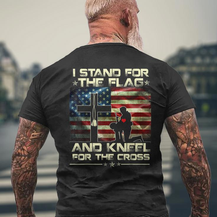 I Stand For The Flag And Kneel For The Cross Military Mens Back Print T-shirt Gifts for Old Men