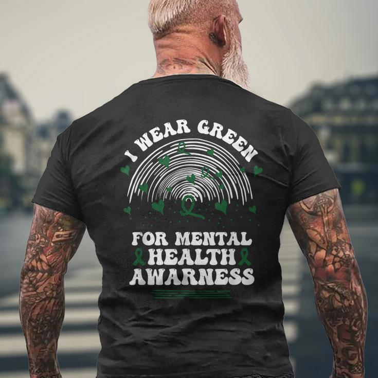 I Wear Green For Mental Health Awareness Green Ribbon Mens Back Print T-shirt Gifts for Old Men