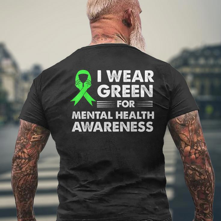 I Wear Green For Mental Health Awareness Month Ribbon Mens Back Print T-shirt Gifts for Old Men
