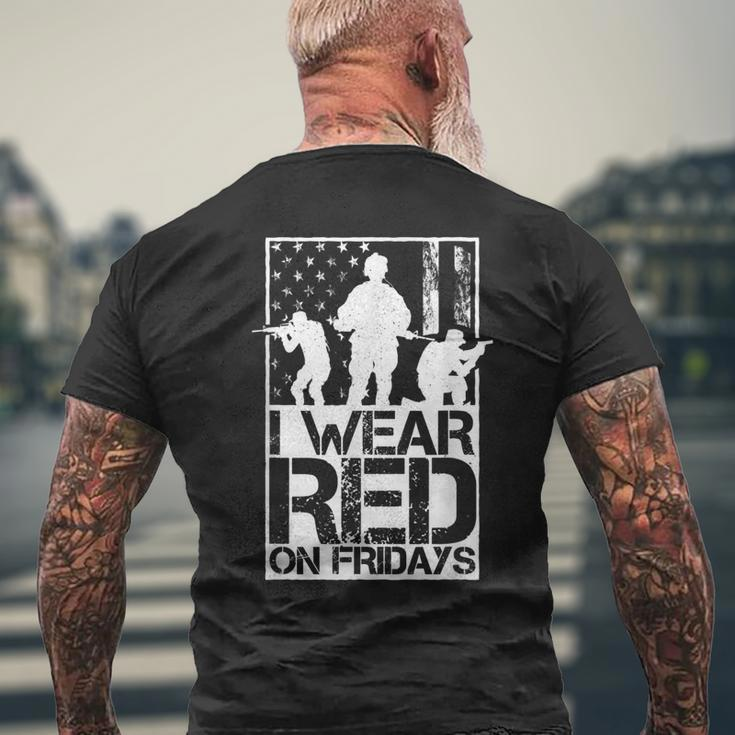 I Wear Red On Fridays Us Flag Military Army Mens Back Print T-shirt Gifts for Old Men