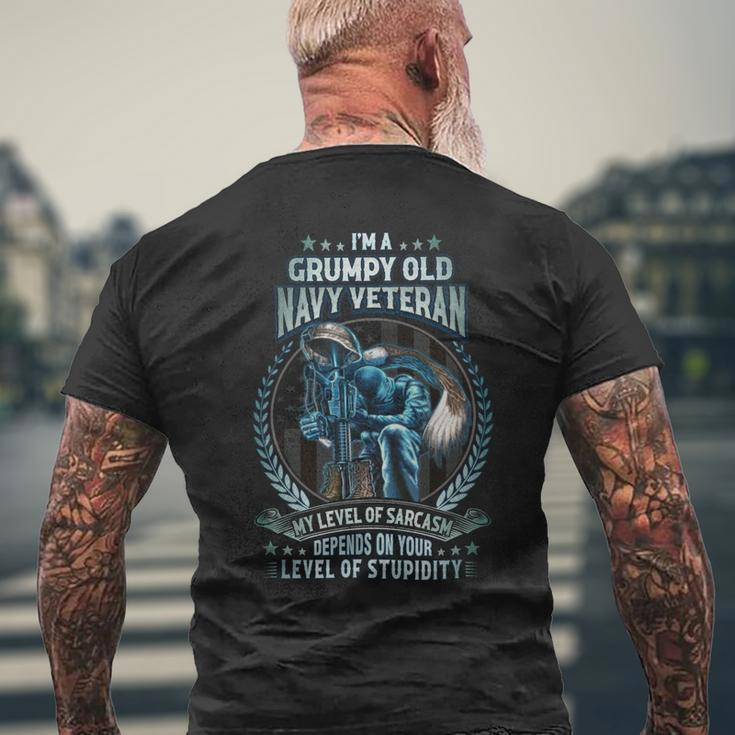 I’M A Grumpy Old US Veteran My Level Of Sarcasm Depends On Your Level Of Stupidity Men's T-shirt Back Print Gifts for Old Men