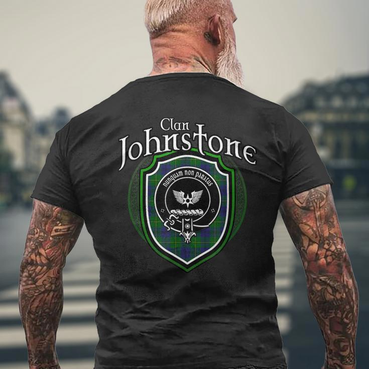 Johnstone Clan Crest | Scottish Clan Johnstone Family Badge Mens Back Print T-shirt Gifts for Old Men