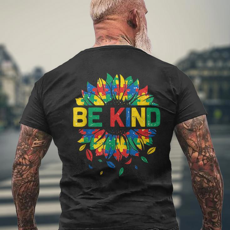 Be Kind Autism Awareness Women Girls Sunflower Men's Back Print T-shirt Gifts for Old Men