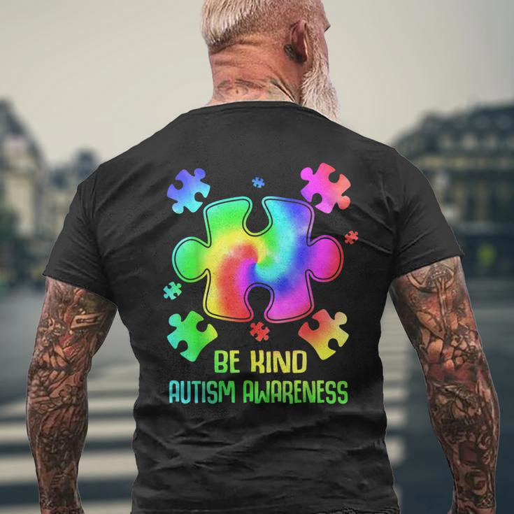 Be Kind Puzzle Tie Dye Autism Awareness Toddler Kids Men's Back Print T-shirt Gifts for Old Men