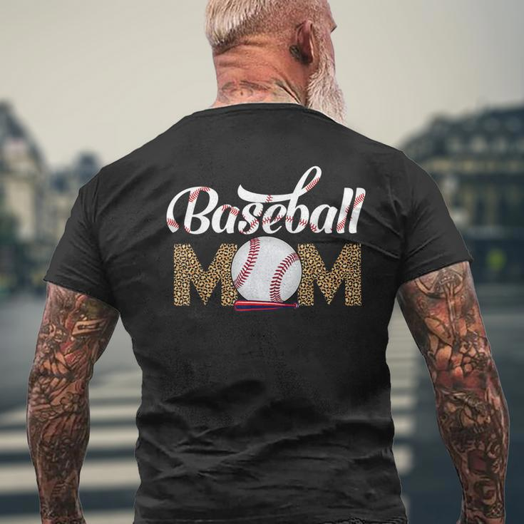 Leopard Baseball Mom Catcher Mom Life Womens Men's Back Print T-shirt Gifts for Old Men
