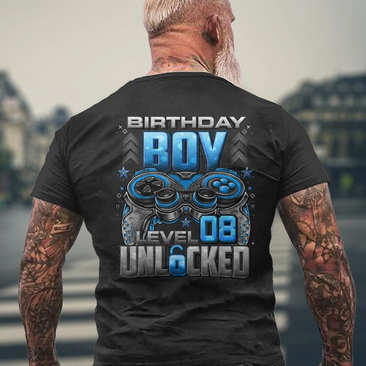 Level 8 Unlocked Awesome Since 2015 8Th Birthday Gaming Men's Back Print T-shirt Gifts for Old Men