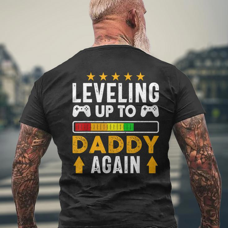 Mens Leveling Up To Daddy Again Dad Pregnancy Announcement Men's T-shirt Back Print Gifts for Old Men
