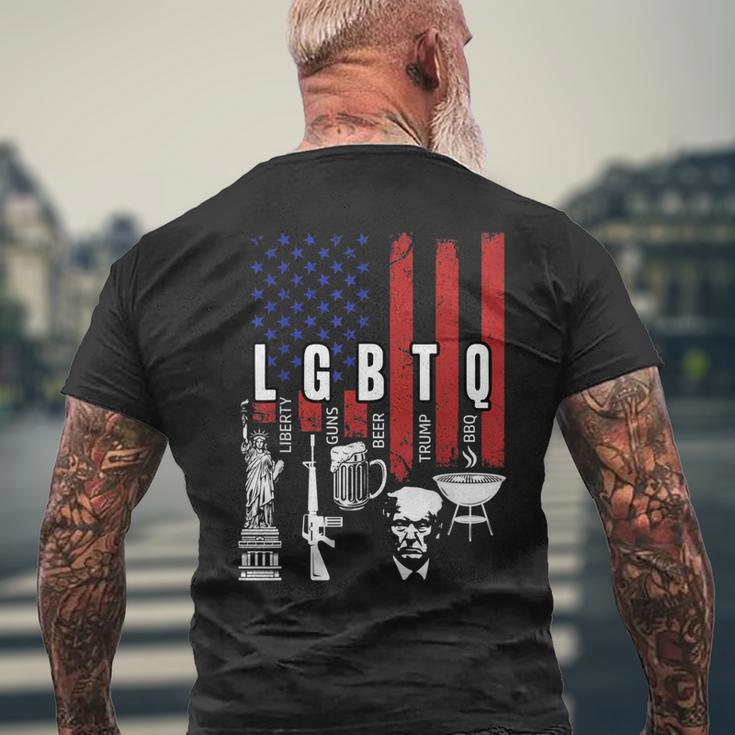 Lgbtq Liberty Guns Bible Trump Bbq Usa Flag Vintage Men's Back Print T-shirt Gifts for Old Men