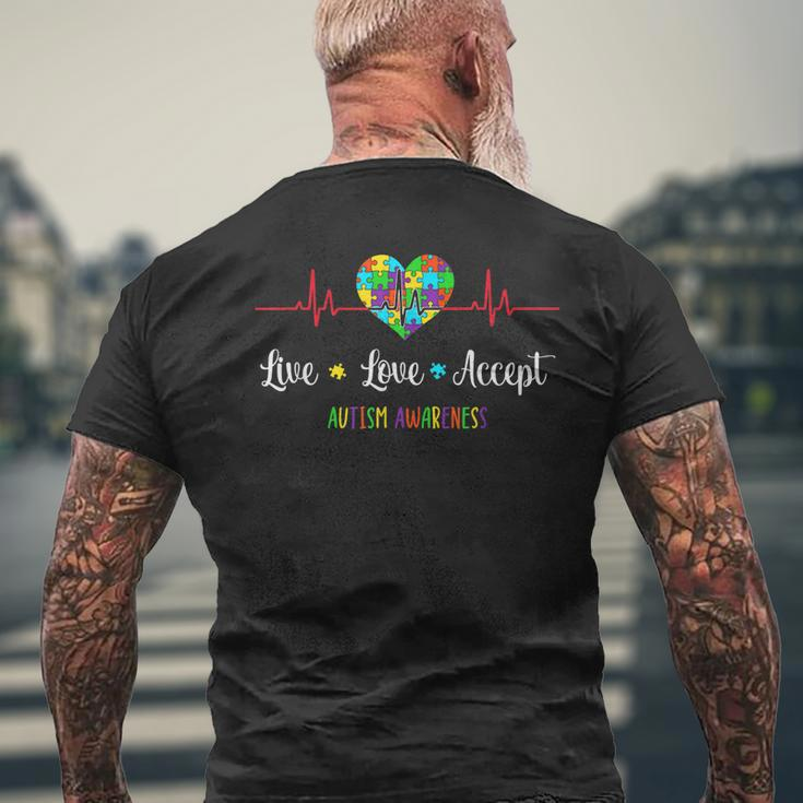 Live Love Accept In April We Wear Blue For Autism Awareness Men's Back Print T-shirt Gifts for Old Men