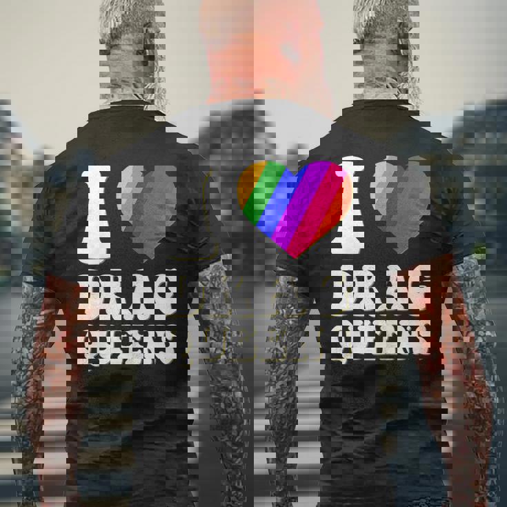 I Love Drag Queens I Heart Drag Queens Lover Supporter Men's Back Print T-shirt Gifts for Old Men