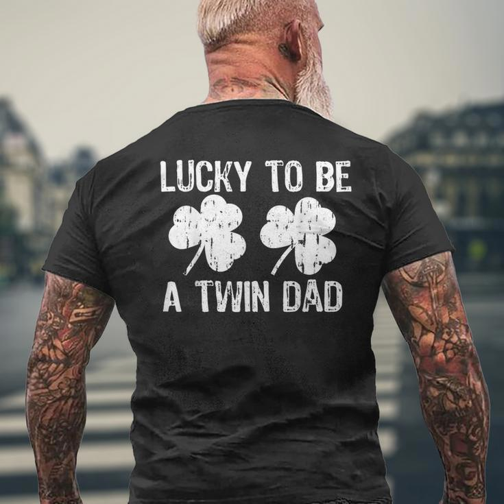Lucky To Be A Twin Dad St Patricks Day Mens Back Print T-shirt Gifts for Old Men