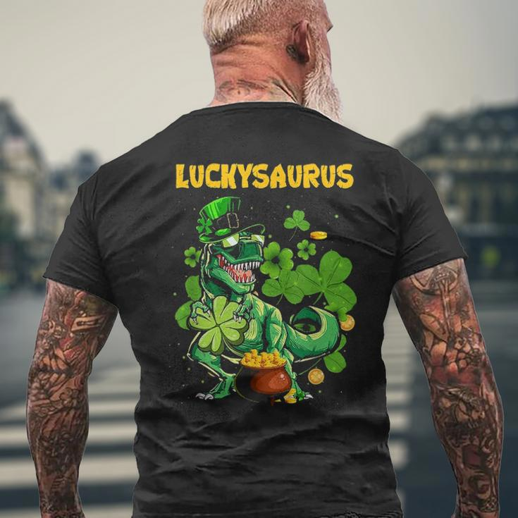 Luckysaurus Irish Leprechaun DinosaurRex St Patricks Day Men's T-shirt Back Print Gifts for Old Men