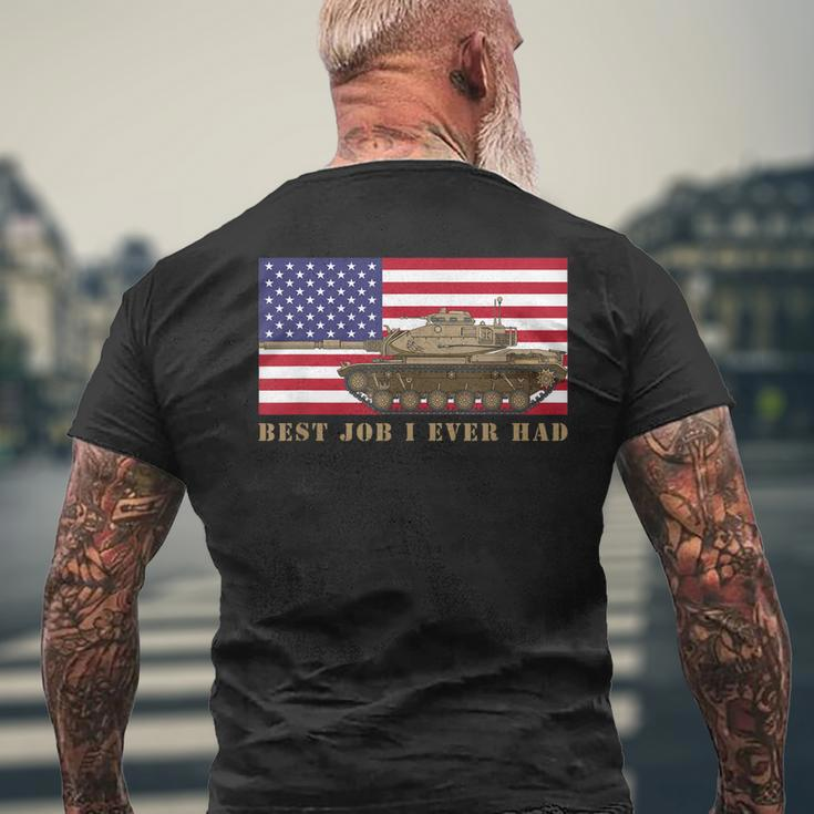 M60 A3 Tanker Tank Crew Best Job I Ever Had American Flag Mens Back Print T-shirt Gifts for Old Men