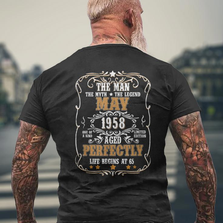 May 1958 The Man Myth Legend 65 Year Old Birthday Gifts Mens Back Print T-shirt Gifts for Old Men