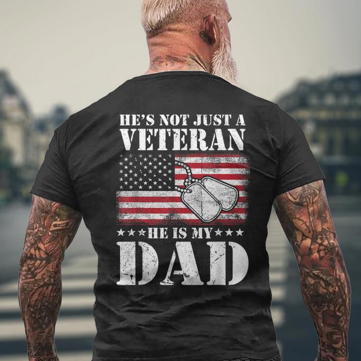 Military | Retirement | Hes Not Just A Veteran He Is My Dad Mens Back Print T-shirt Gifts for Old Men