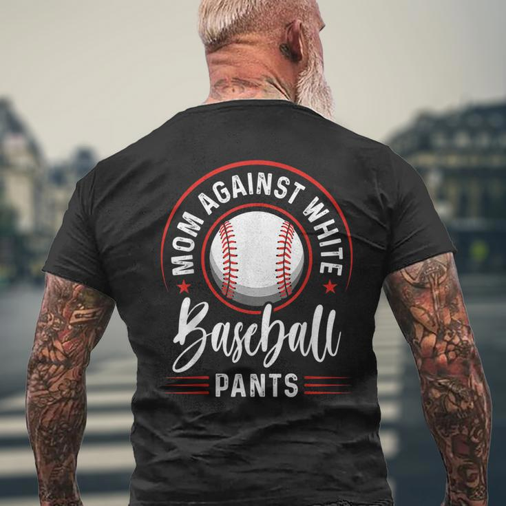 Mom Against White Baseball Pants Baseball Mom Men's Back Print T-shirt Gifts for Old Men