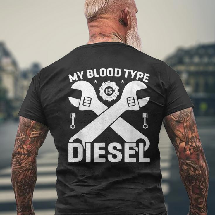 My Blood Type Is Diesel Car Mechanic Funny Engine Mens Back Print T-shirt Gifts for Old Men
