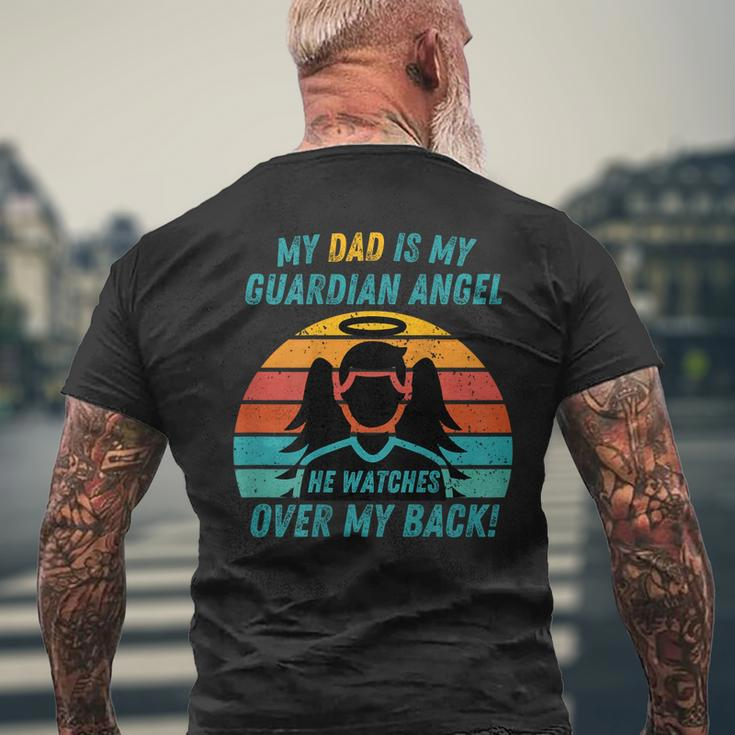 My Dad Is My Guardian Angel Retro Style Mens Back Print T-shirt Gifts for Old Men